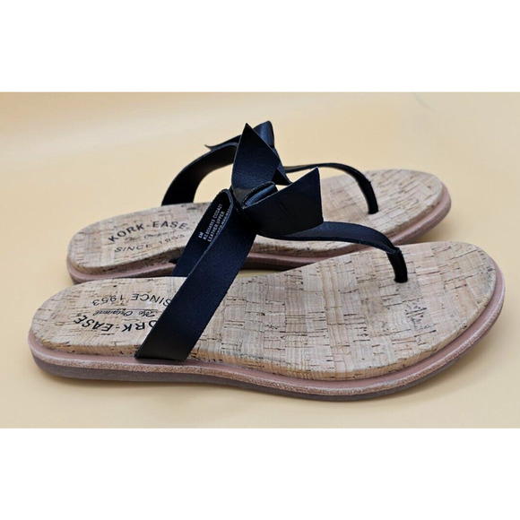 Kork-Ease Womens Size 6M Blake Thong Sandals Flip Flop Black Leather T- Strap - Picture 3 of 8